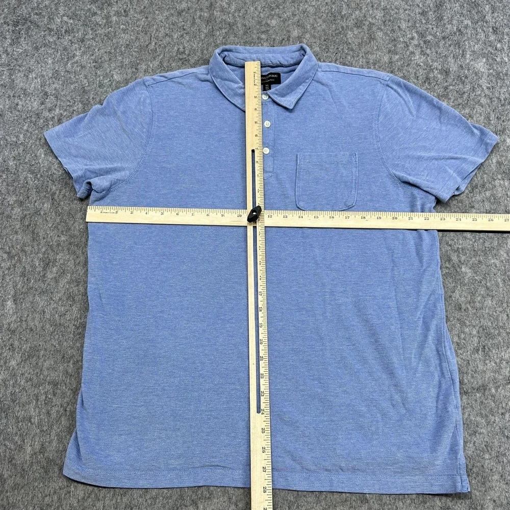Banana Republic Polo Shirt Mens XL‎ Blue Wicking Pique Pocket Cotton Casual